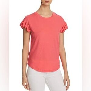 T58 Kate Spade New York RUFFLE SLEEVE TEE IN PEACH SHERBET